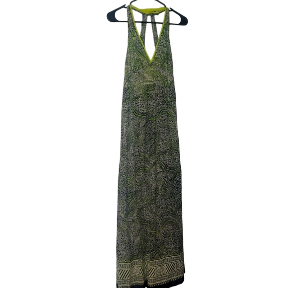 Burning Torch Green Graphic print Halter maxi dress Size-P - Picture 5 of 15